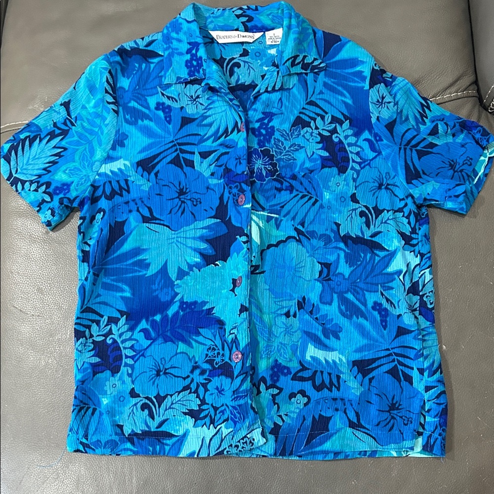 Drapers & Damon’s Vintage Vibrant Blue Floral Women’s Shirt size S